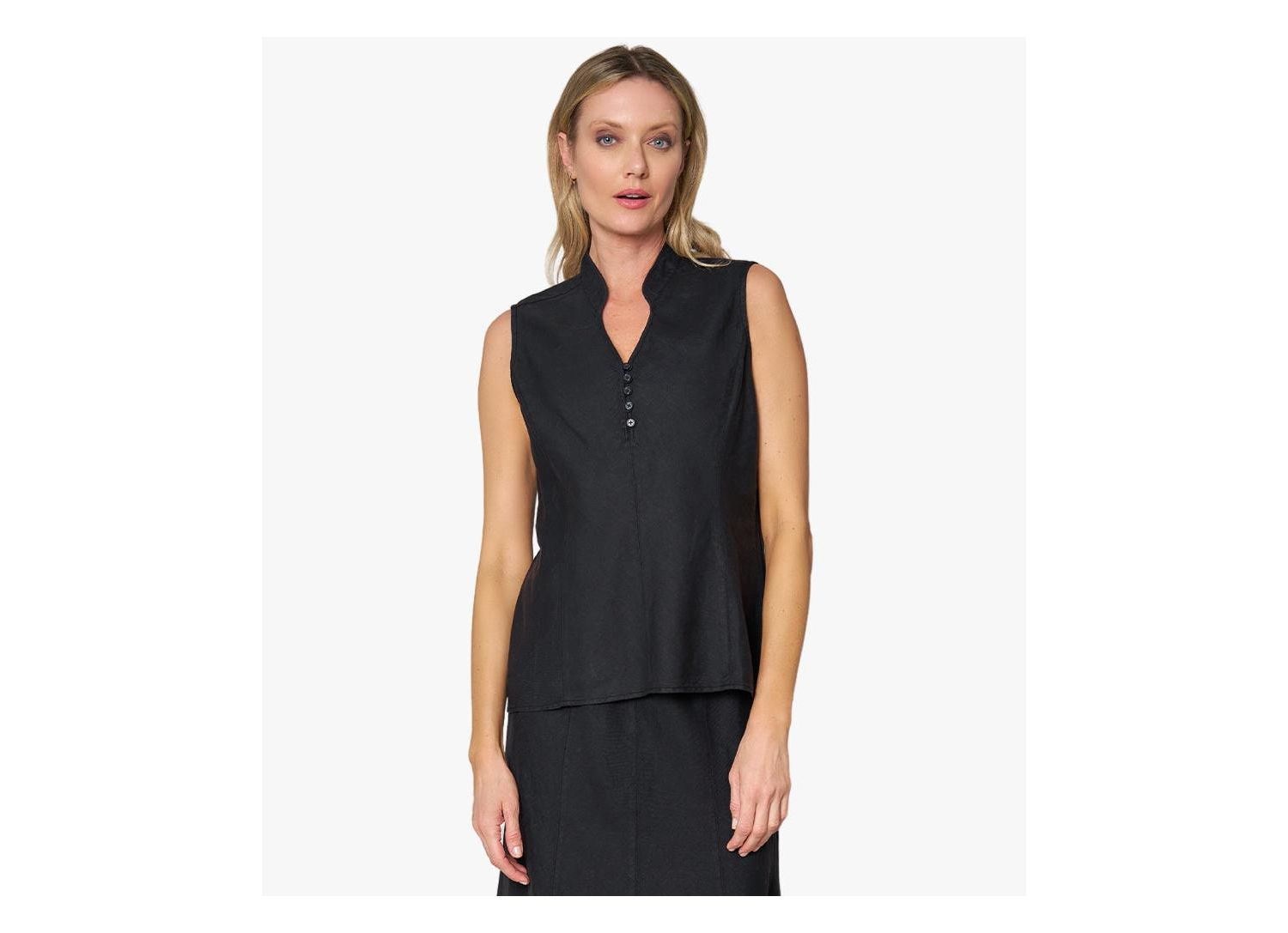 Women's Linen Sleeveless In Line Top