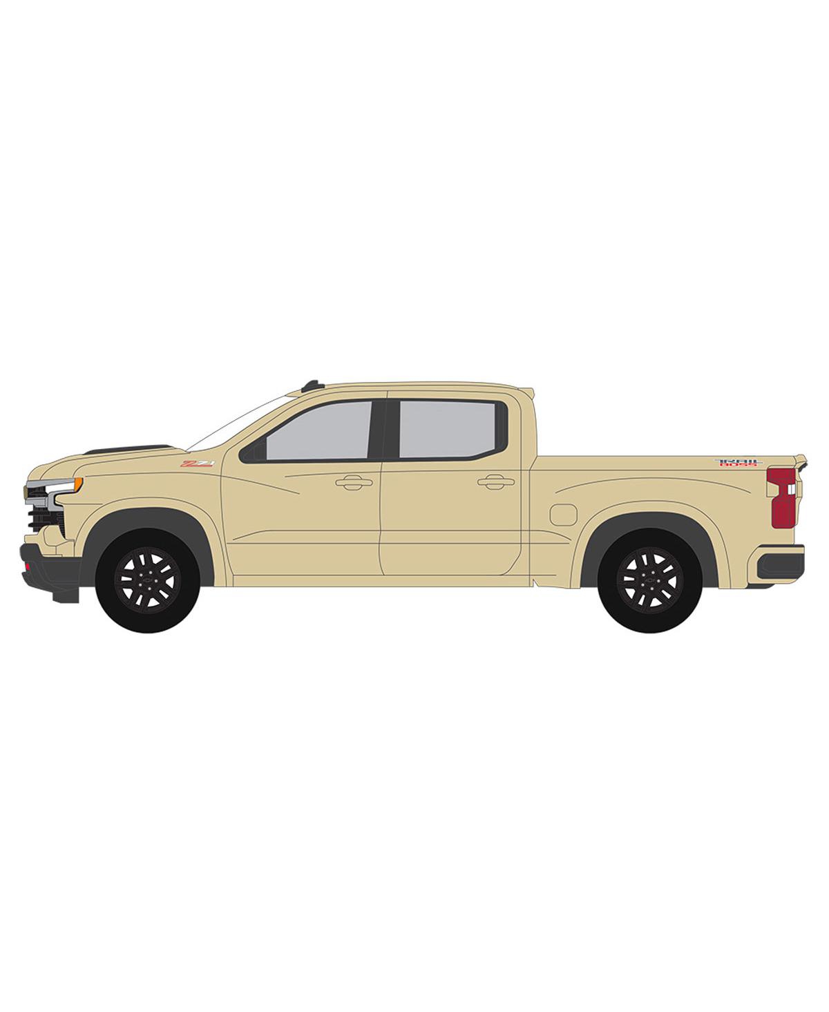 Greenlight Collectibles 1/64 Chevrolet Silverado Trail Boss Sand Dune Showroom Floor -khaki