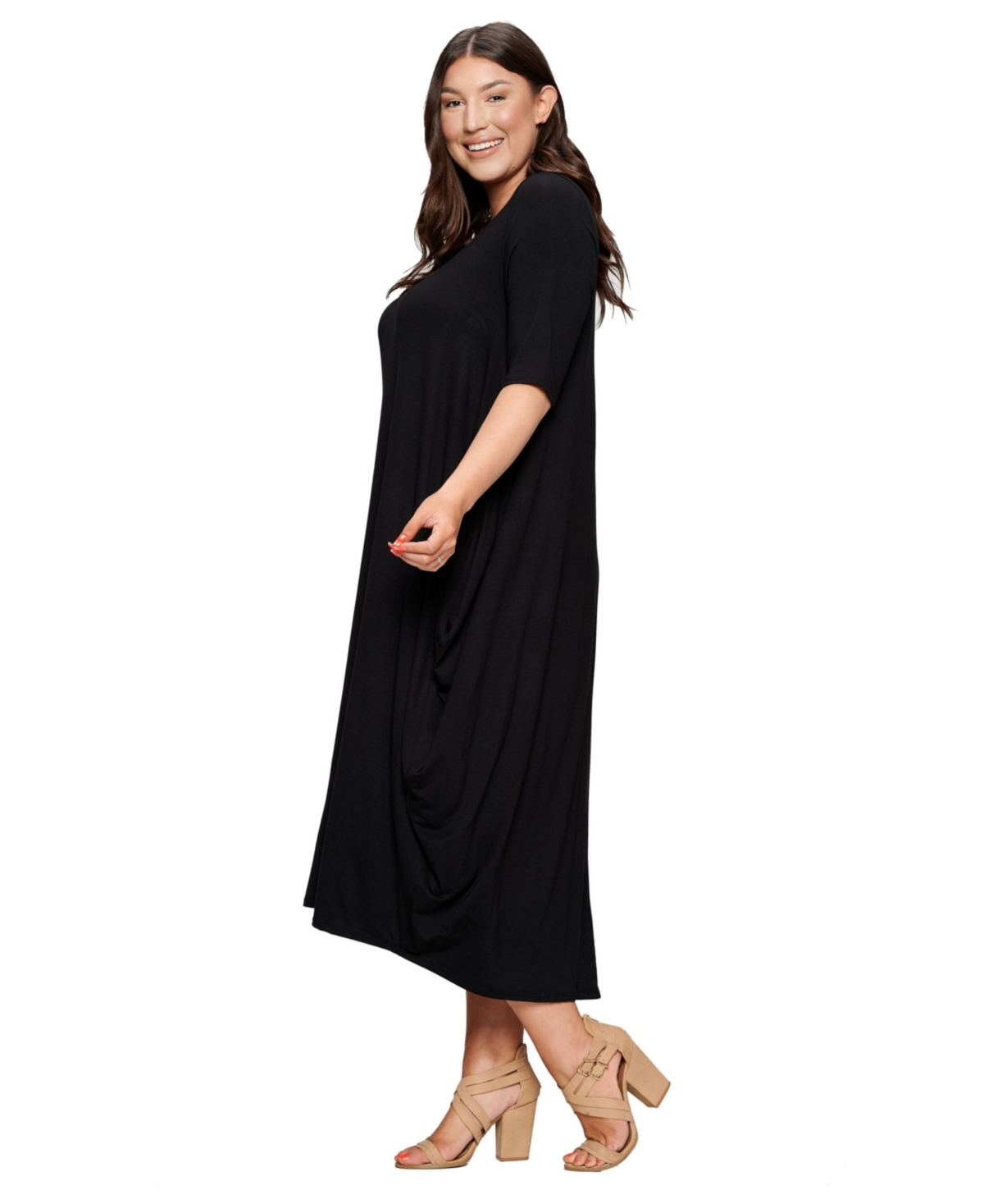 L I V D Plus Size Evelyn Bubble Hem Pocket Dress