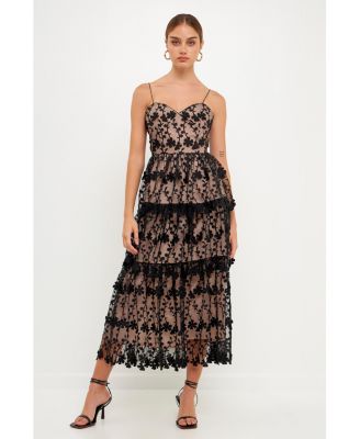 Women's Crochet Tiered Midi Dress