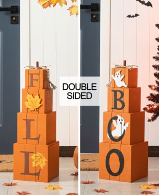 25.5"H Halloween and Fall Wood Reversible Boxed Porch Decor