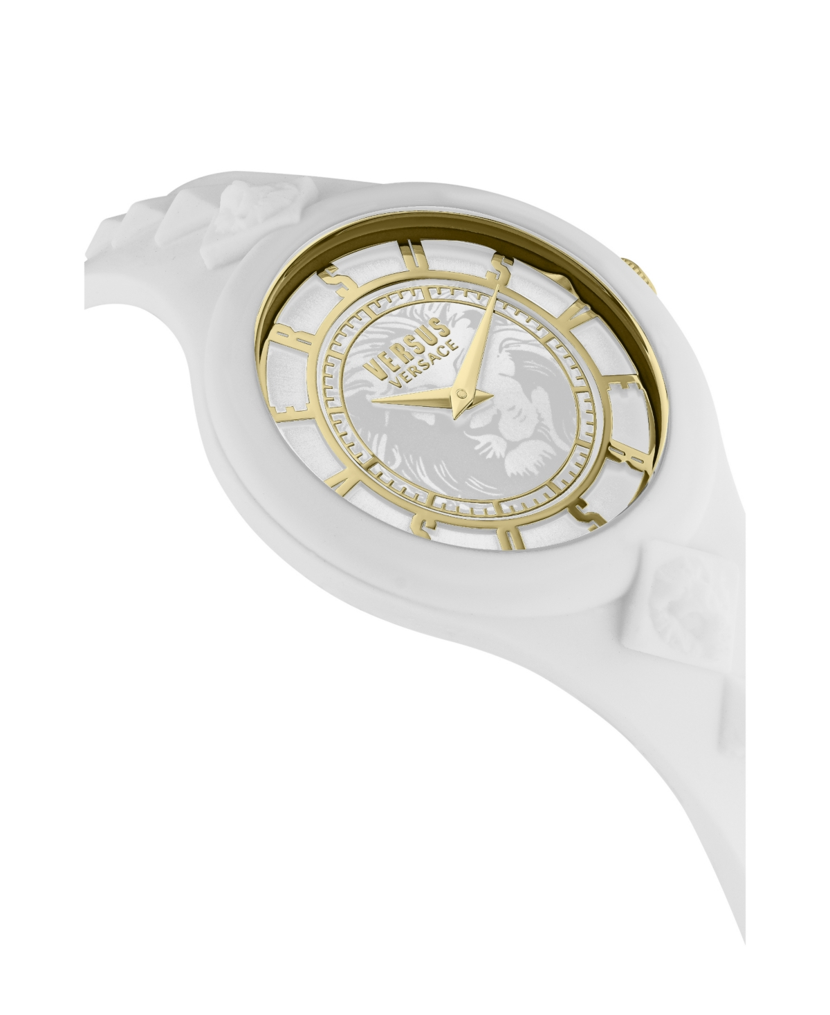 VERSUS WOMEN'S FIRE ISLAND STUDS QUARTZ WHITE SILICONE STRAP 39MM 