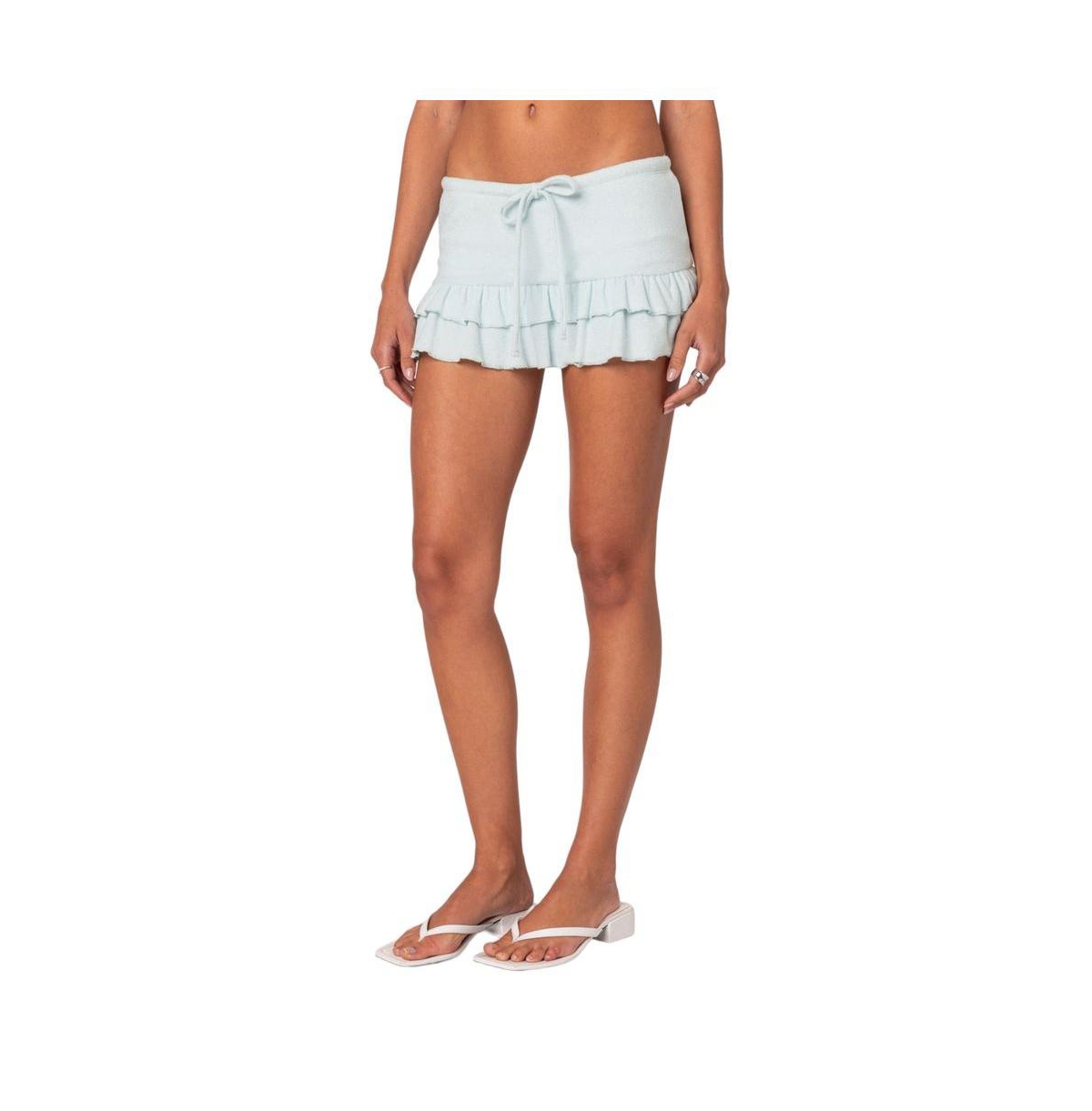 Edikted Women's Delia ruffled terry mini skort - Light-blue