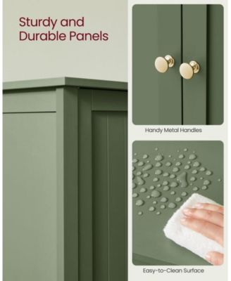 Floor Storage Cabinet for Bathroom with 2 Flexible Shelves and Closed Door