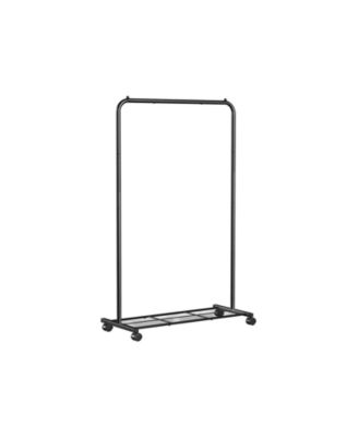 Portable Clothes Rack with Wheels and Mesh Storage Shelf for Bedroom and Laundry Room