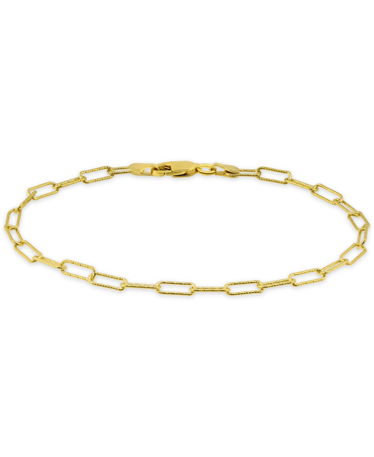 Diamond-Cut Paperclip Chain Link Bracelet (7-1/4") in Sterling Silver or 18k Gold-plated Sterling Silver, Created for Macy's - Gold Over