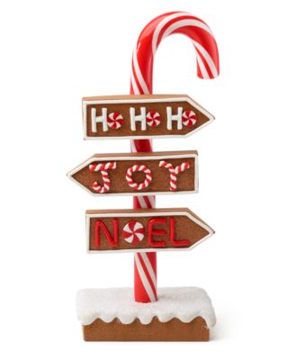 Holiday Lane - Christmas Cheer Red and White Candy Cane Sign Tabletop D&eacute;cor