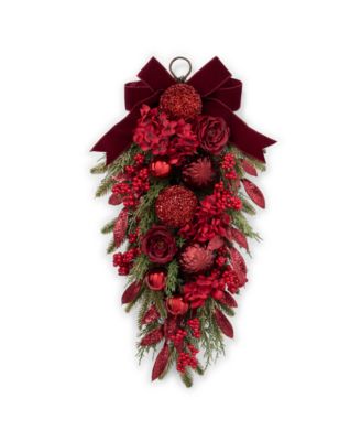 Holiday Lane - Royal Holiday Red and Green Wall Decoration with Red Bow