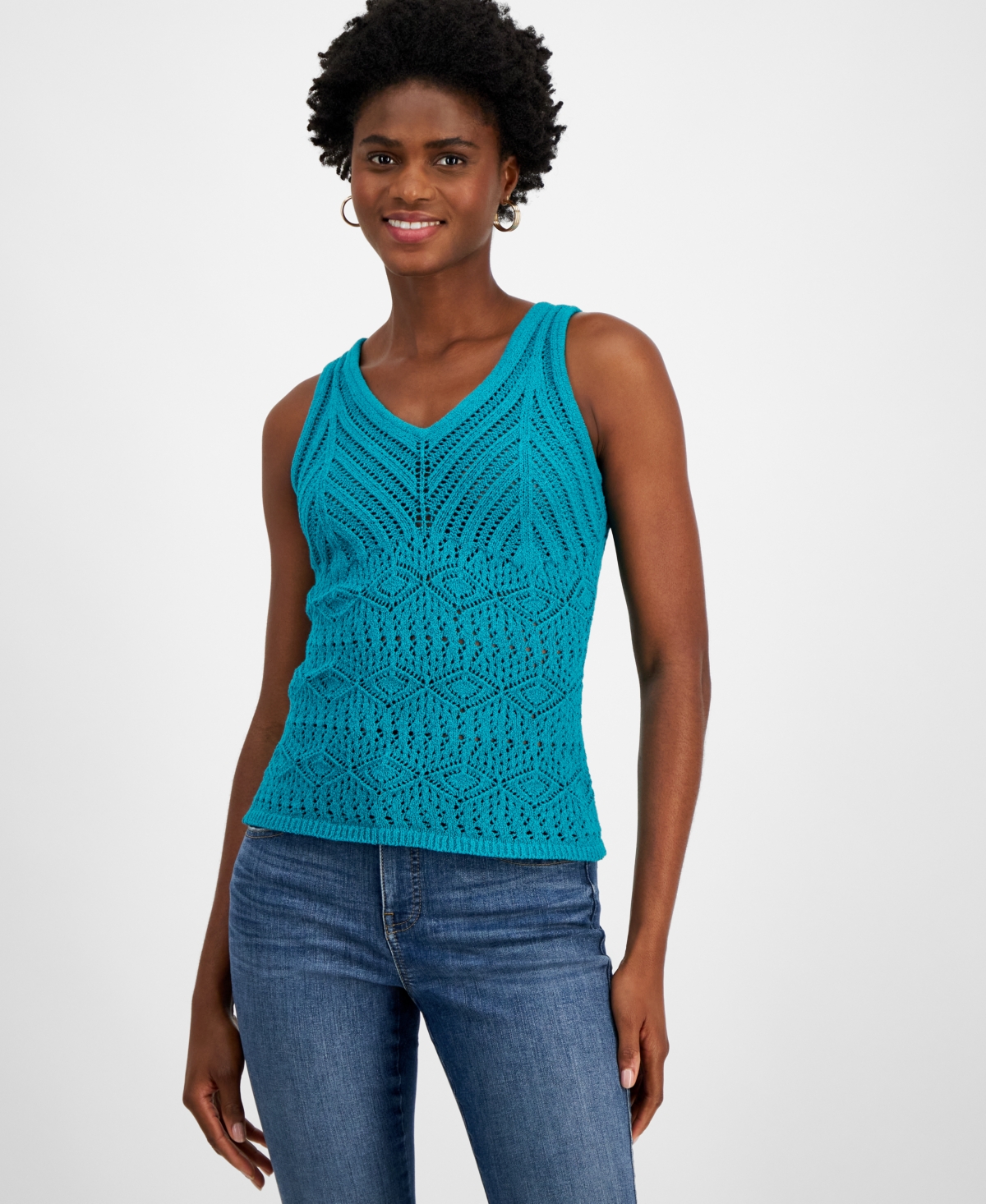 Women's Crochet Tank Top, Created for Macy's - Brazilian Sand