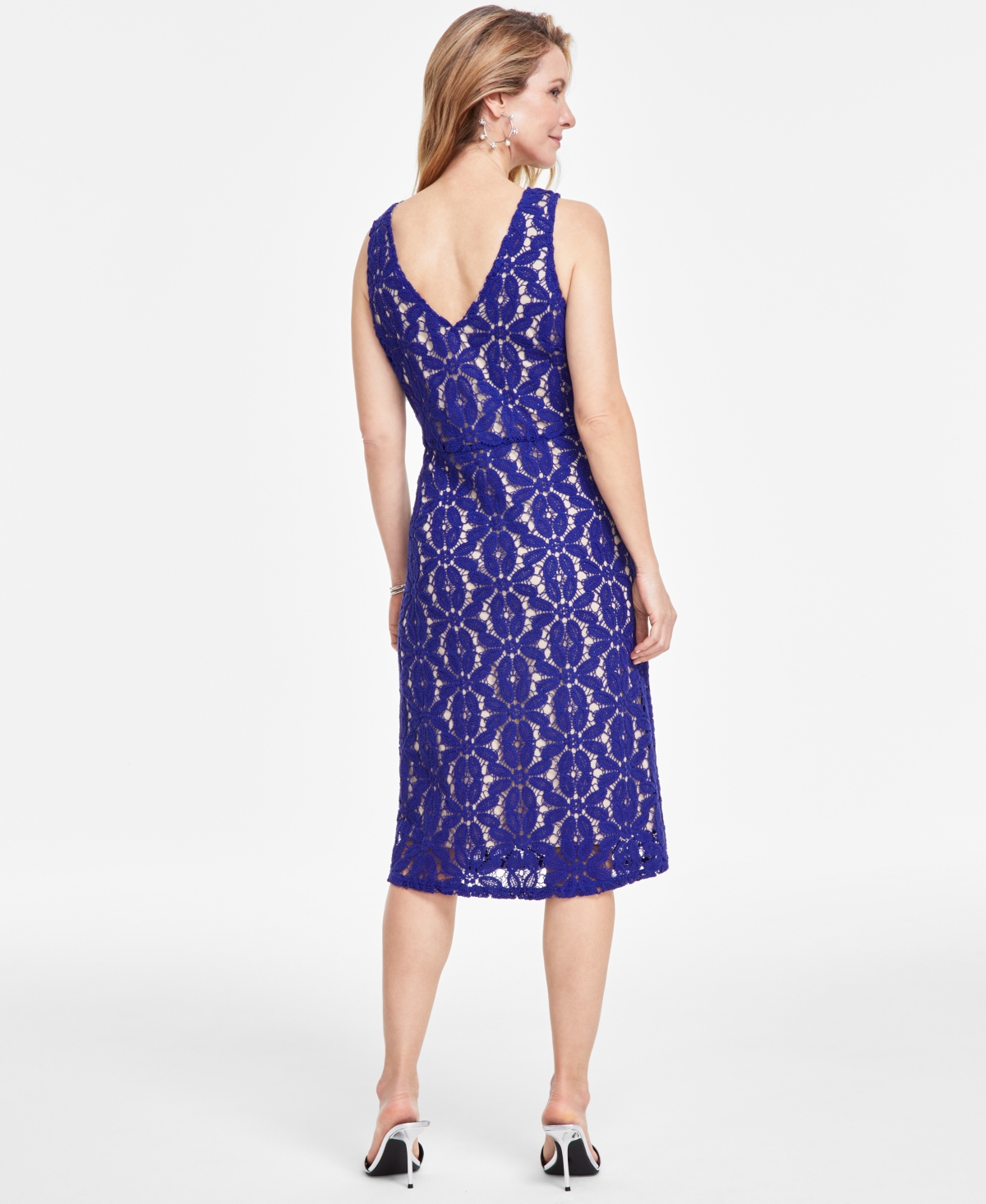 I.n.c. International Concepts Women's Lace V-Neck Midi Dress, Created for Macy's