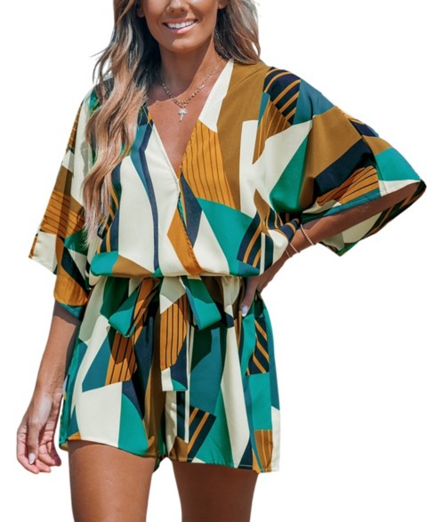 Женские Cupshe Women's Abstract Geo Dolman Straight Leg Romper