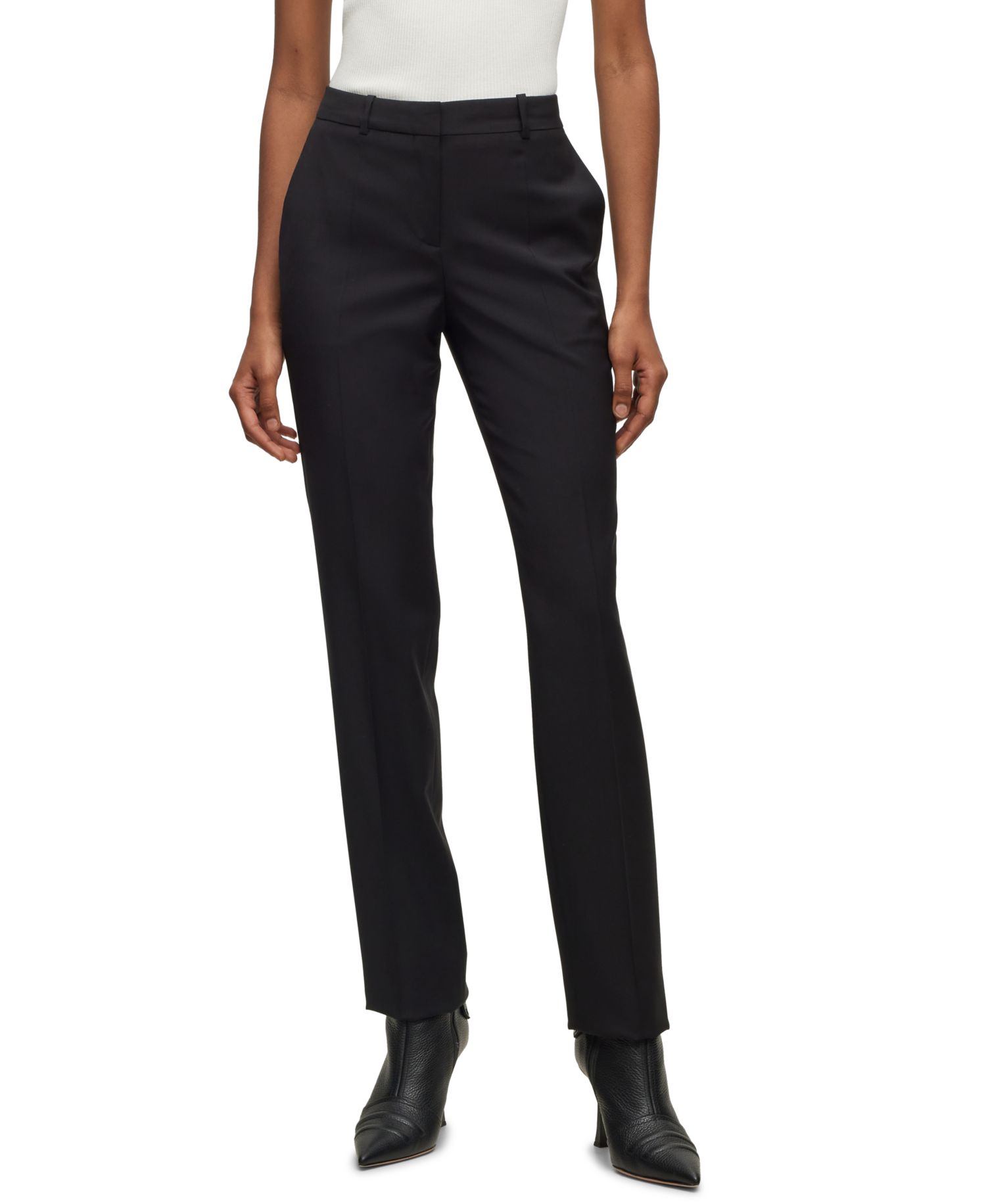BOSS by Women's Wool Regular-Fit High-Rise Pants