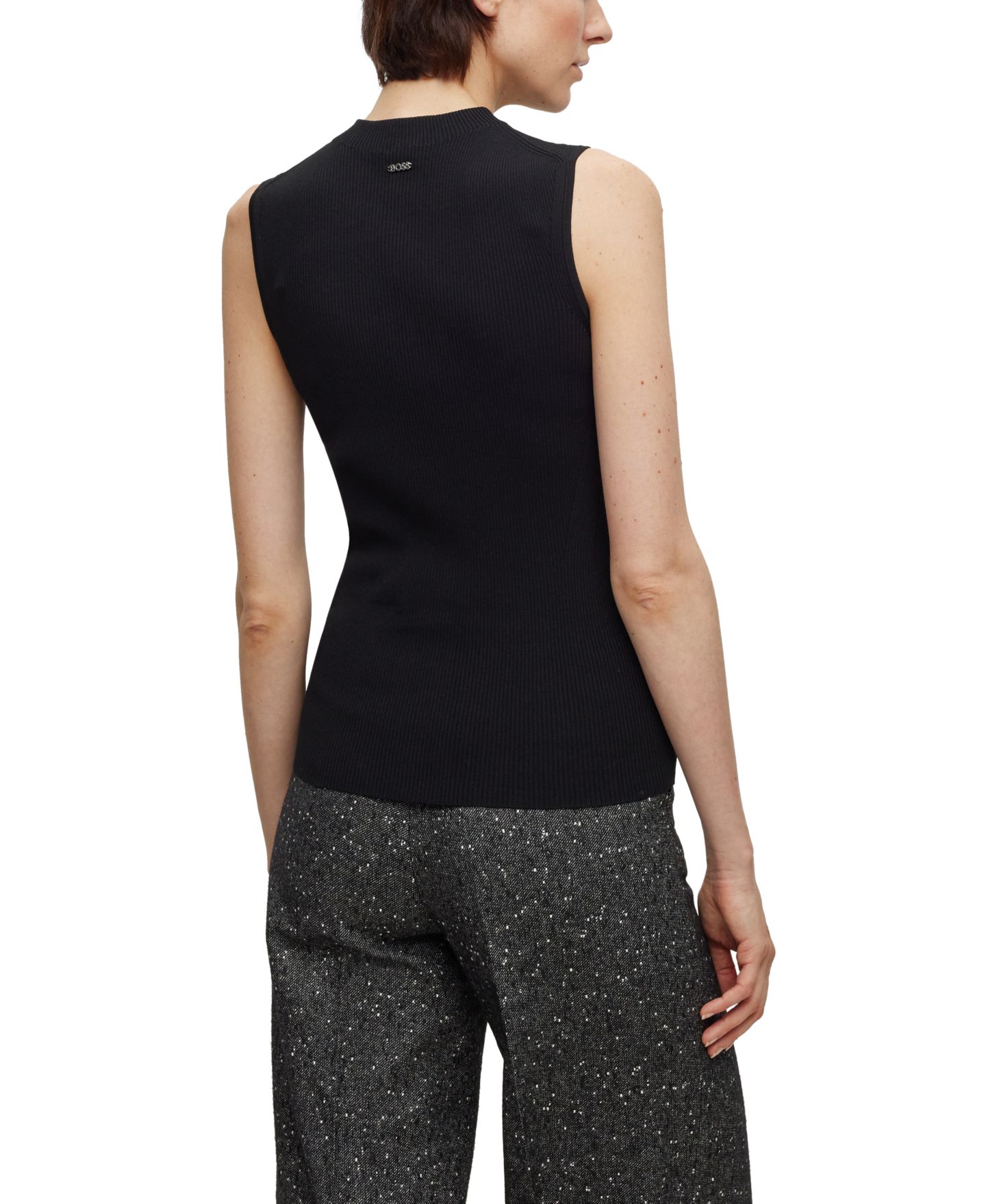 Женский топ Hugo Boss BOSS by Sleeveless Mock-Neck, цвет: Чёрный — фото 3