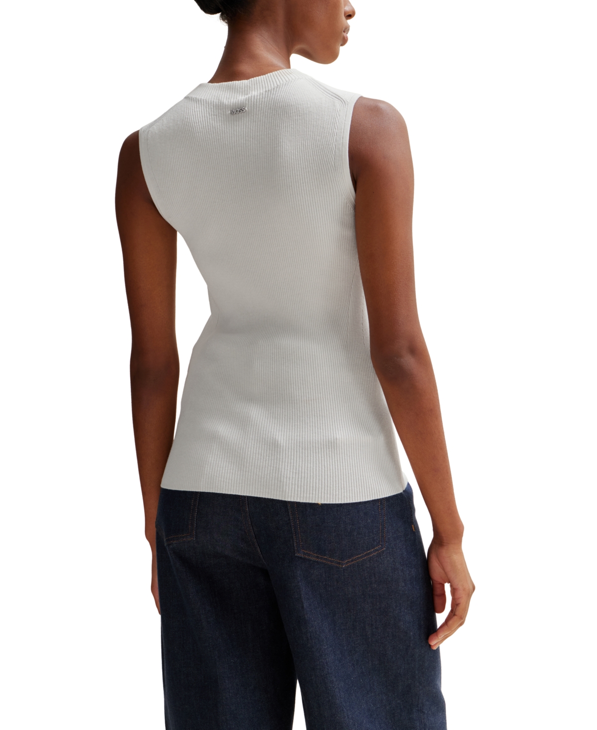 Hugo Boss Boss By  Women's Sleeveless Mock-neck Top In Open White