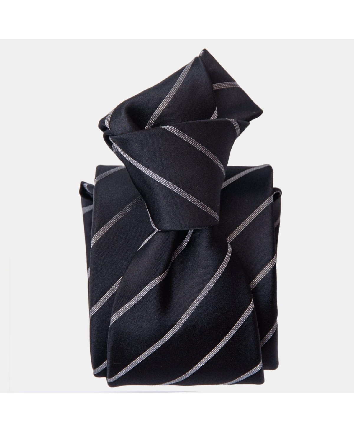 Men's Esino - Silk Jacquard Tie for Men - Midnight blue  silver
