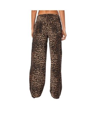 Women's Leopard Printed Low Rise Jeans