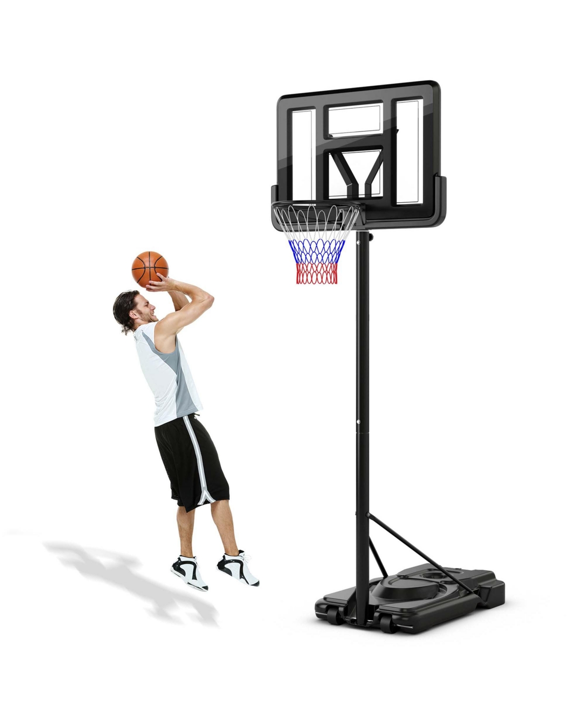 Portable Basketball Hoop 7.5-10FT Adjustable Basketball Goal System - Black