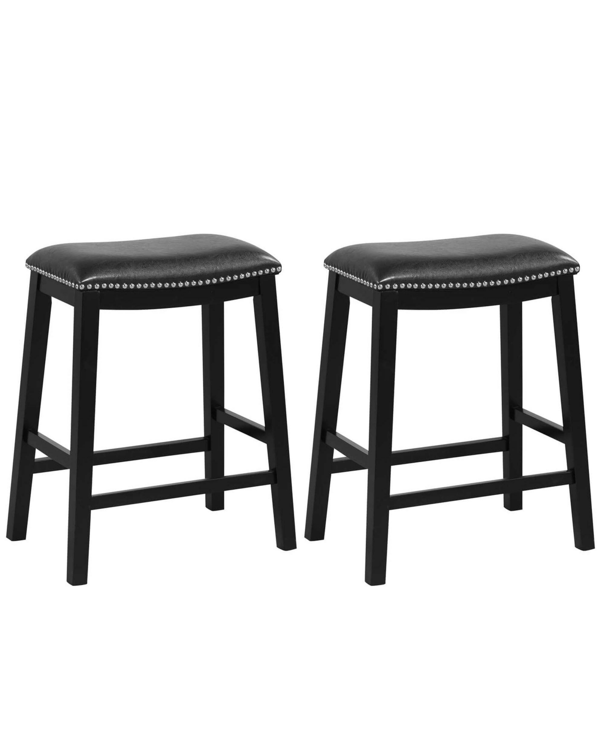 Costway 26-Inch Bar Stool Set of 2 Counter Height Saddle Stools with Upholstered Seat
