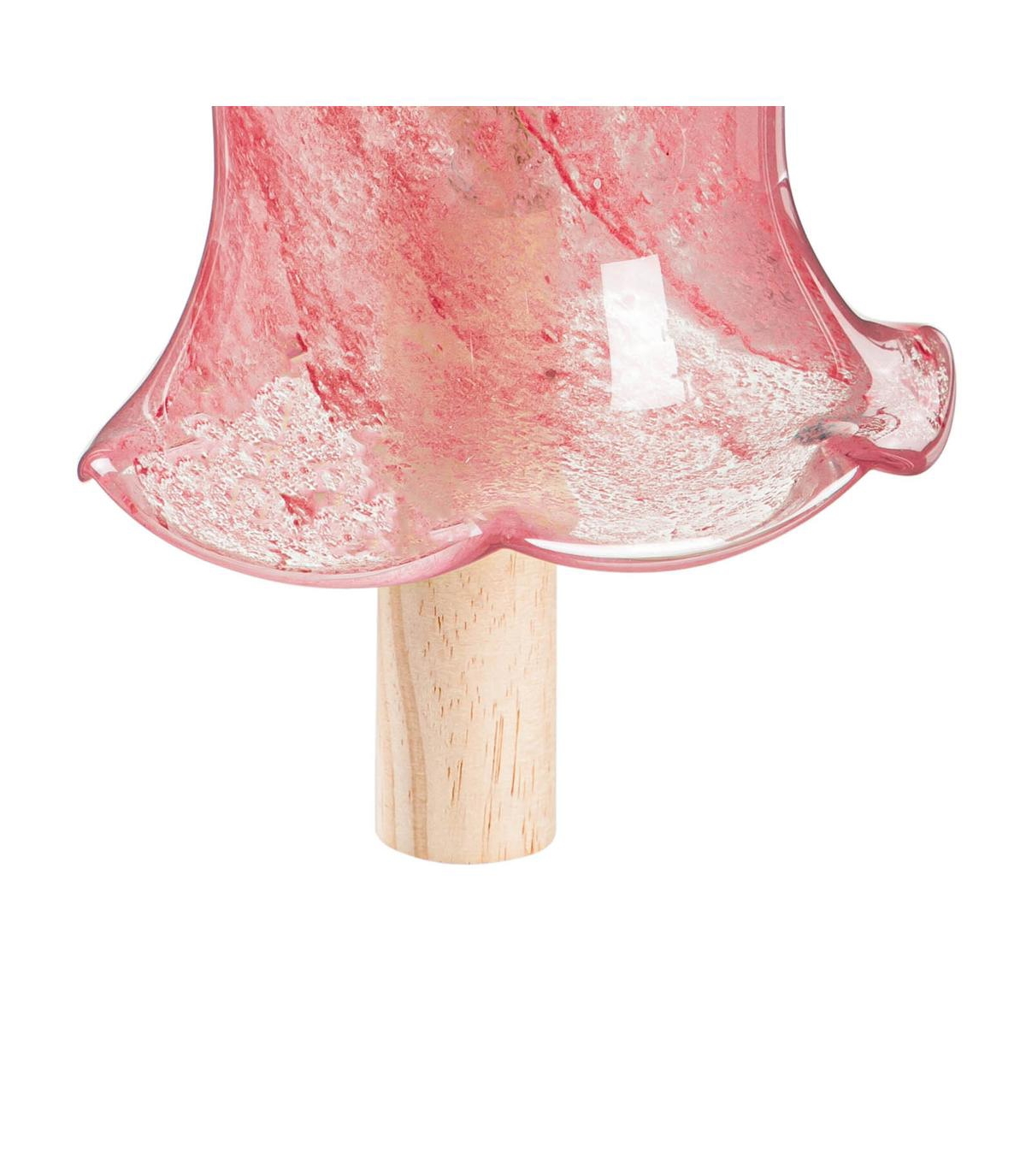 Evergreen Art Glass Speckle Pink Floral Shaped Bell Chime- 7 x 7 x 7 Inches Outdoor Decor