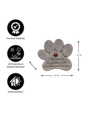 11" Paw Shaped Pet Memorial Garden Stone, Best Friends Live Forever