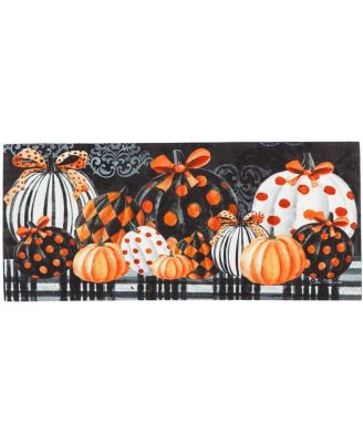 Elegant Pattern Pumpkins Set of 2 Garden Flag and Sassafras Doormat Bundle Set