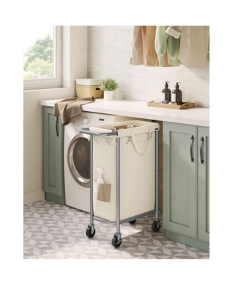 Laundry Basket with Wheels, Rolling Laundry Hamper, emovable Liner, Steel Frame with Handle, Blanket Storage