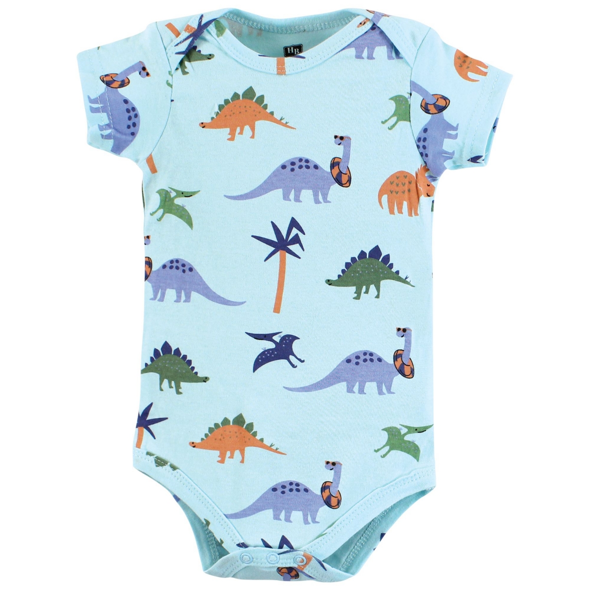 Hudson Baby Baby Boys Unisex Baby Cotton Bodysuits, 3-Pack - Beach dino