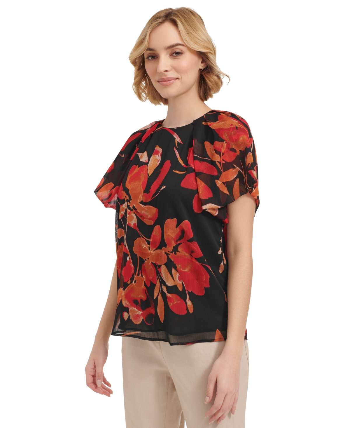Calvin Klein Women's Short Sleeve Printed Top