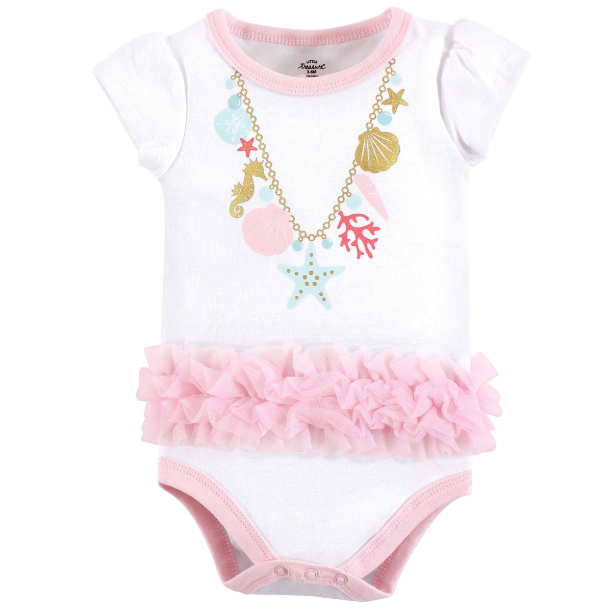 Little Treasure Baby Girls Treasure Baby Cotton Bodysuits 3pk,- Sea shells