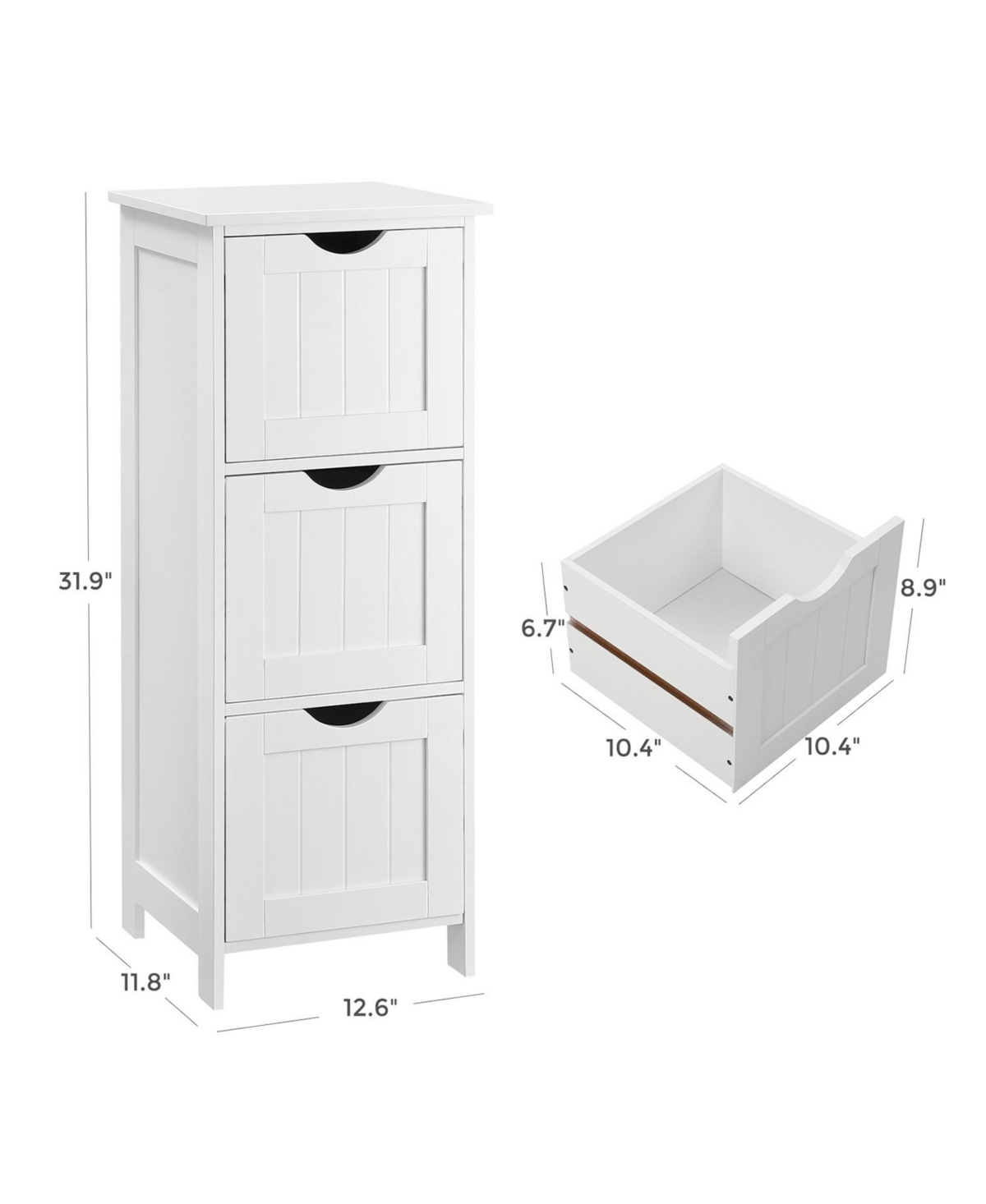 Slickblue Bathroom Cabinet Floor Cabinet, Free-standing Storage Cabinet With 3 Drawers, Matte- White