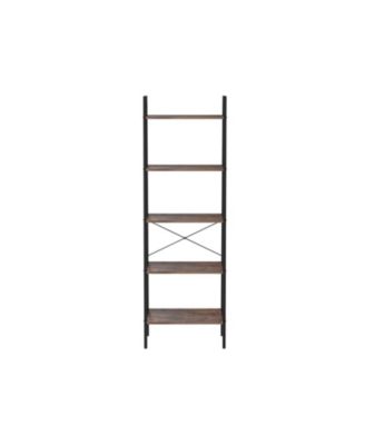 5-tier Bookcase, Plant Stand And Storage Rack Wood Look Accent Furniture With Metal Frame