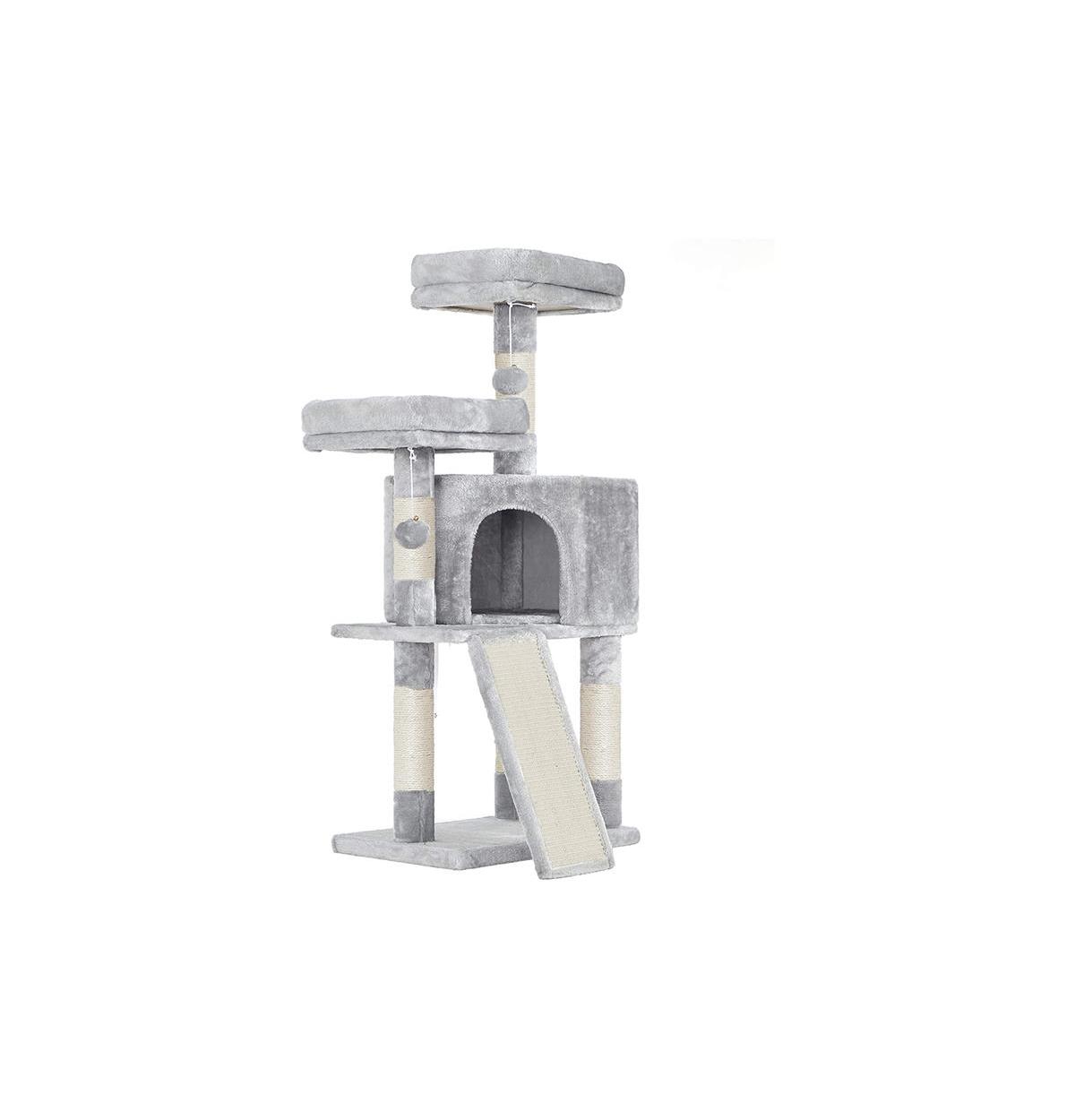 Cat Tree, Cat Tower, Cat Condo With Scratching Posts, 2 Plush Perches, Cat Cave, For Small Spaces - Light grey