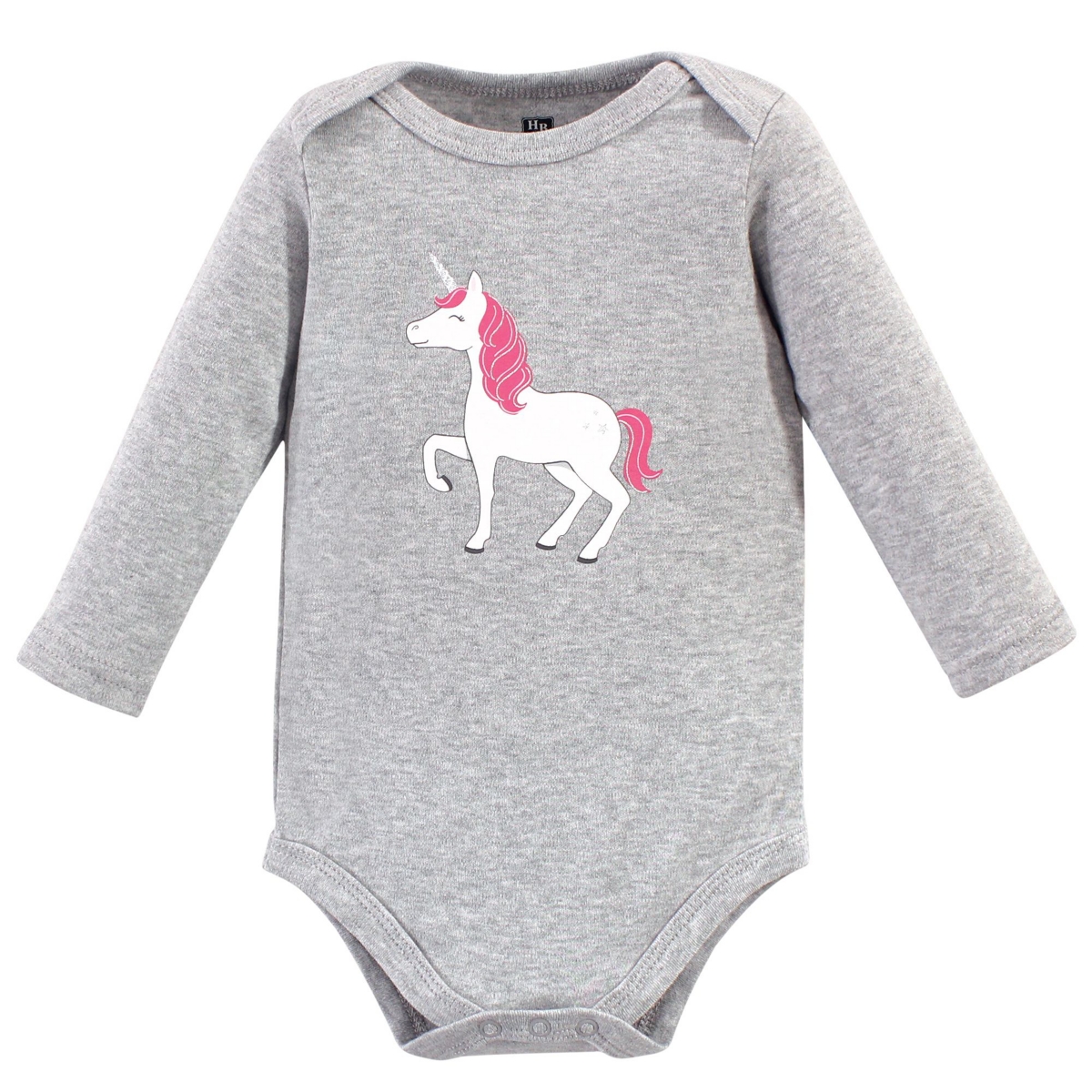 Hudson Baby Baby Girls Cotton Long-Sleeve Bodysuits 5pk,- Pink unicorn