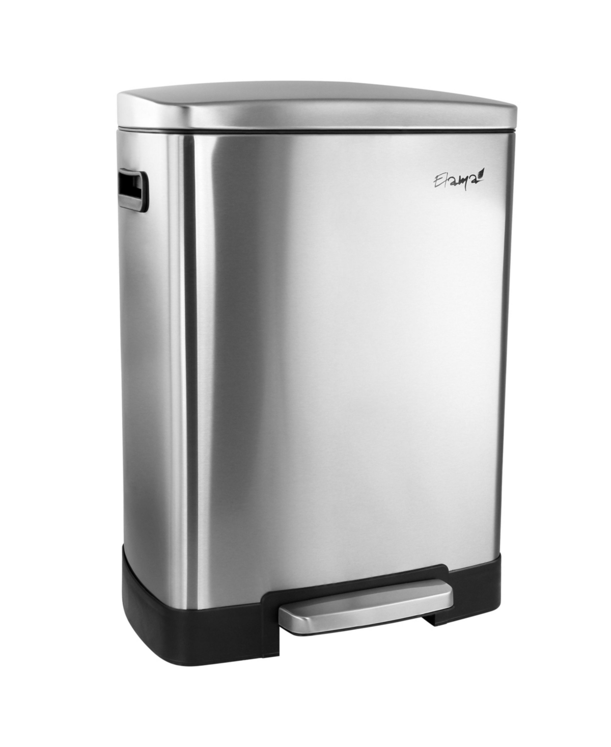 40 Liter 2 Compartment Large 10.6 Gallon Split Stainless Steel Step Trash Bin with Slow Close Mechanism - Silver