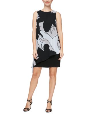 SL Fashions Women s Printed Overlay Sleeveless Shift Dress Macy s