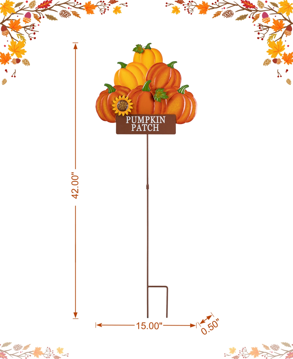 Shop Glitzhome 42"h Fall Metal Pumpkins Stack Yard Stake In Multi