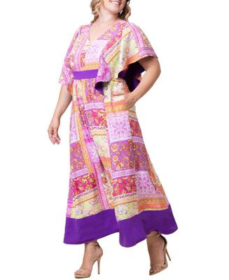 Plus Size Mediterranean Breeze Maxi Dress with Pockets