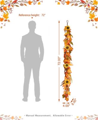 6ft Fall Maple Leaf and Sunflower Garland