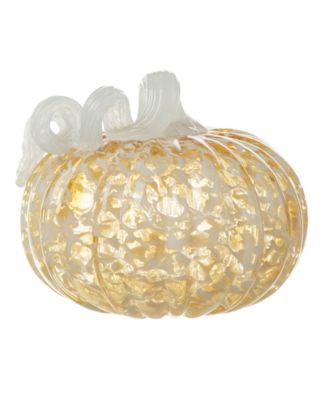 6"D Fall Amber Dots Round Glass Pumpkin