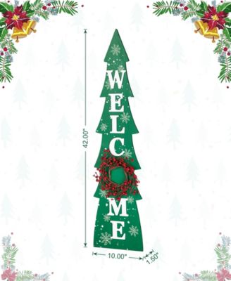 42"H Christmas Wooden "WELCOME" Christmas Tree Porch Sign