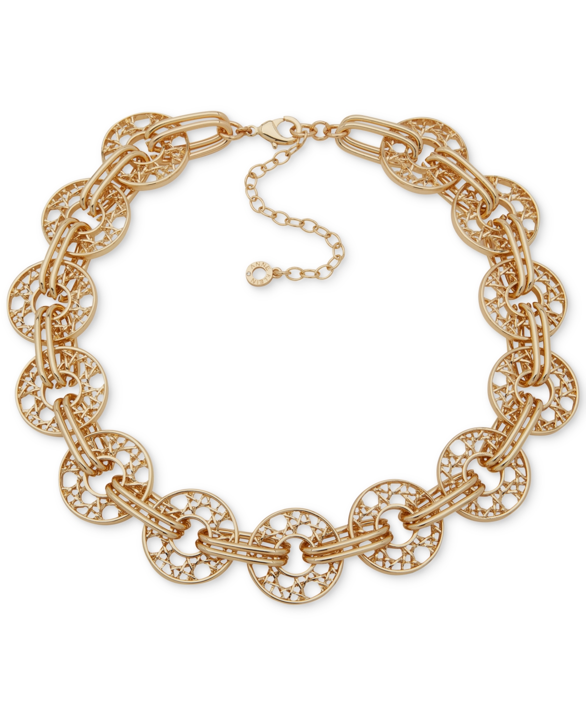 Gold-Tone Woven Ring Collar Necklace, 16" + 3" extender - Gold