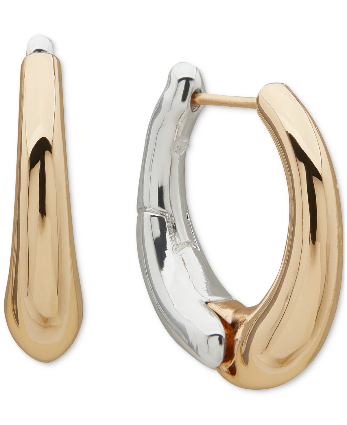 Two-Tone Sculptural Huggie Hoop Earrings - Gold/silve