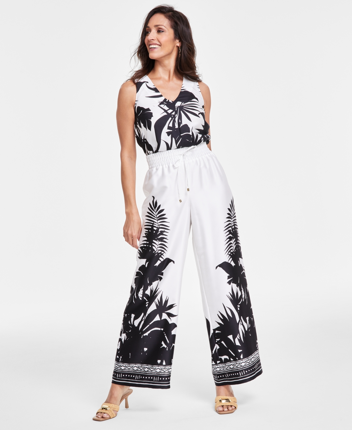 Shop Inc International Concepts Women's Printed Wide-leg Pants, Created For Macy's In Kate Palm