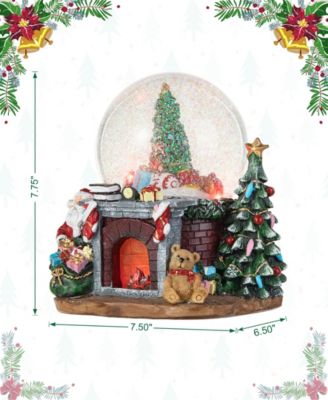 120mm Christmas Resin Lighted Musical Christmas Tree on Fireplace Waterglobe