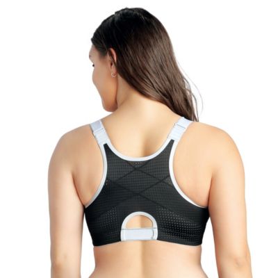 Plus Size Wave Wire-free Zip Front Sports Bra