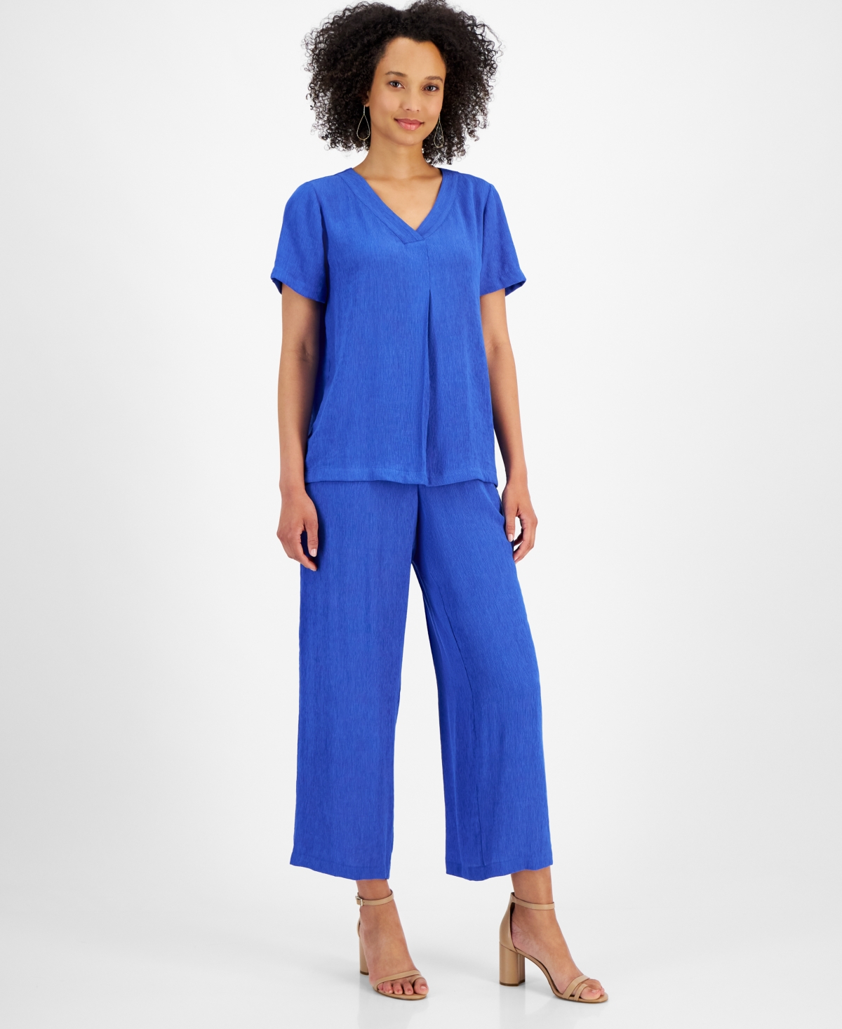 Jm Collection Women's High Rise Solid Plisse Pants, Created for Macy's