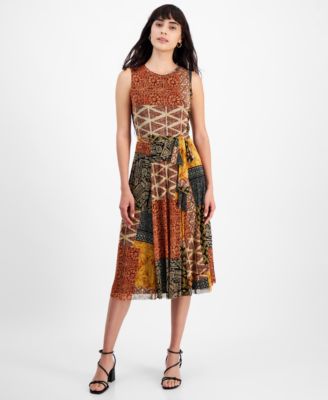 Robbie Bee - Petite Patchwork-Print Jersey Midi Dress