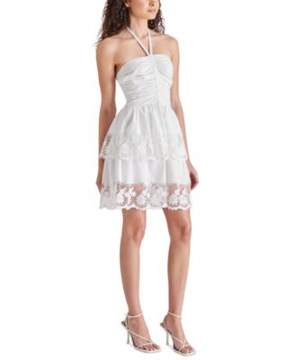 Steve Madden Women's Robyn Lace-Trim Layered Halter Dress - Macy's