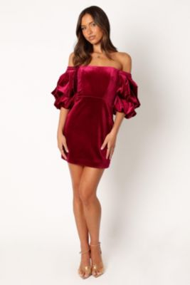 Womens Dali Off Shoulder Velvet Mini Dress