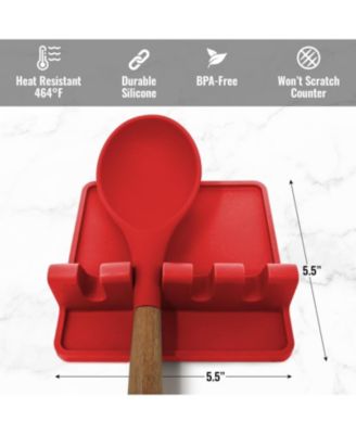 Silicone Utensil Rest with Drip Pad for Multiple Utensils